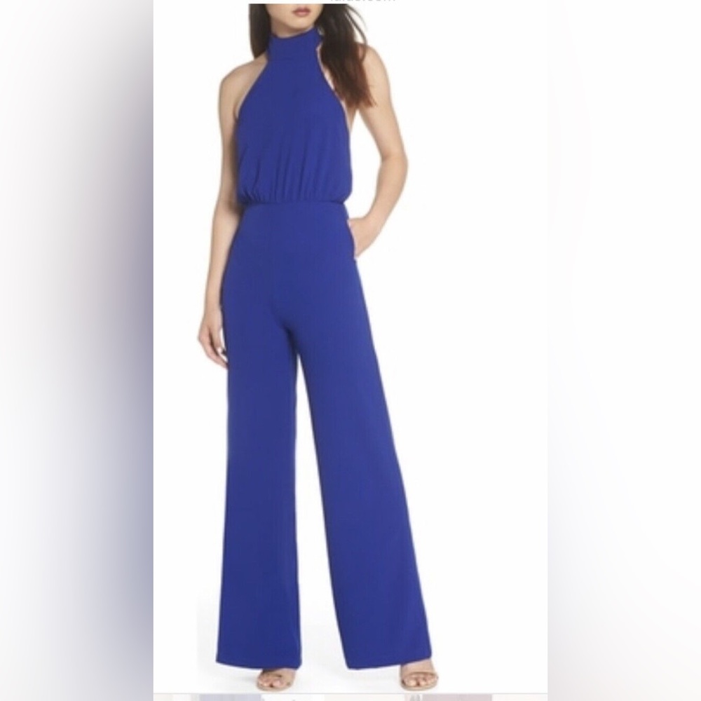 Lulu’s Royal Blue Halter Jumpsuit